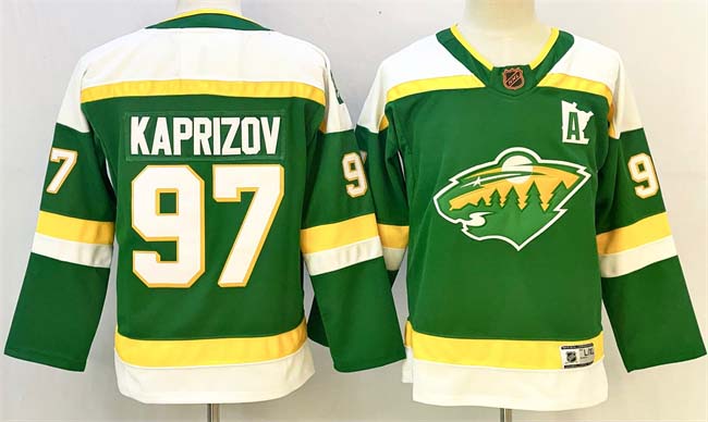 Personalized Youth Minnesota Wild #97 Kirill Kaprizov Green 2024-25 Alternate With A Patch Stitched Hockey Jersey