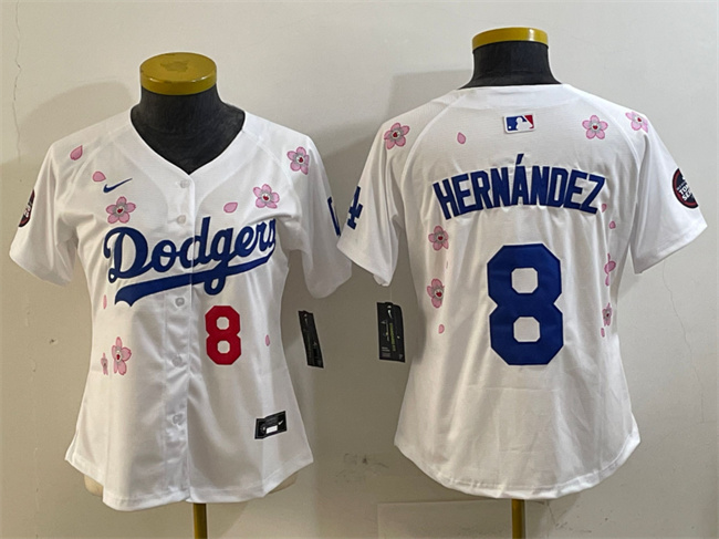 Personalized Youth Los Angeles Dodgers #8 Enrique Hernandez White 2025 Tokyo Series Limited Stitched Baseball Jersey
