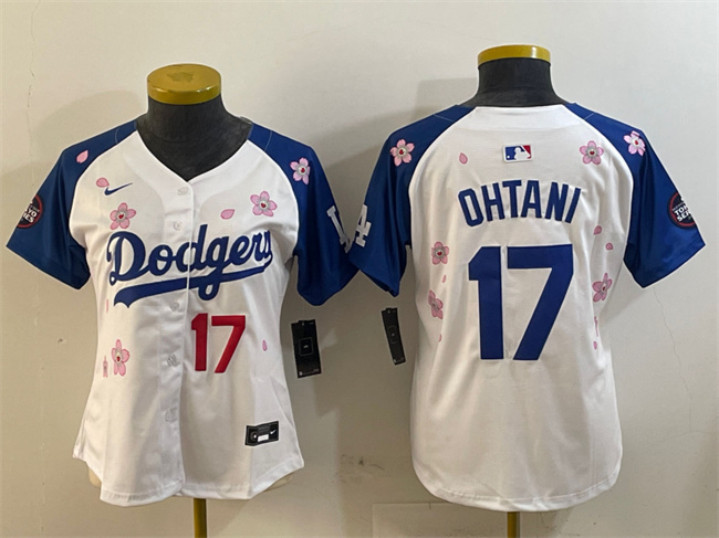 Personalized Youth Los Angeles Dodgers #17 Shohei Ohtani White Royal 2025 Tokyo Series Limited Stitched Baseball Jersey