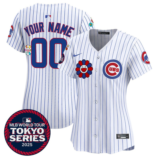 Personalized Women’s Chicago Cubs ACTIVE PLAYER White 2025 Tokyo Series Limited Stitched Baseball Jersey(Run Small)