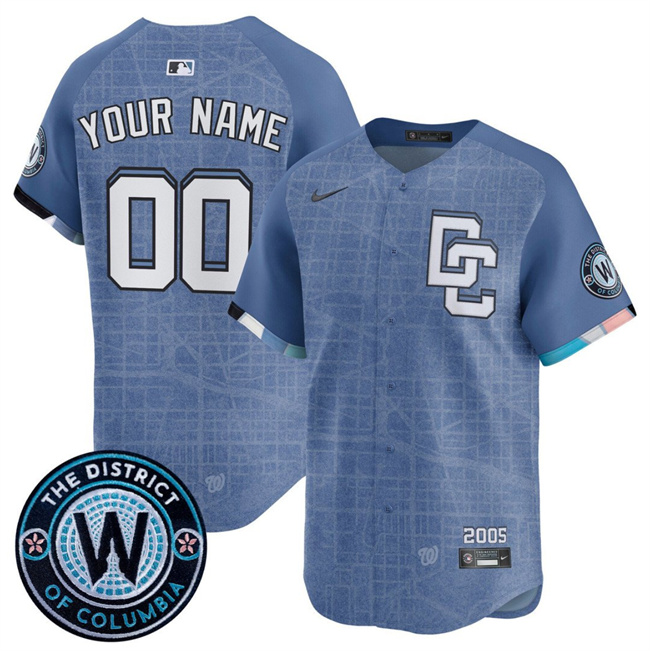 Personalized Men’s Washington Nationals ACTIVE PLAYER Blue 2025 City Connect Limited Stitched Baseball Jersey