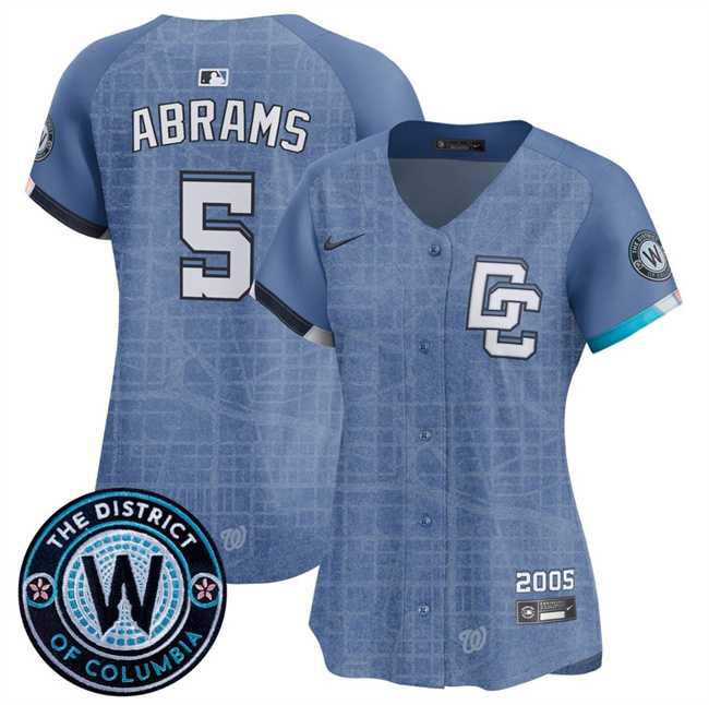 Personalized Women’s Washington Nationals #5 CJ Abrams Blue 2025 City Connect Limited Stitched Baseball Jersey(Run Small)