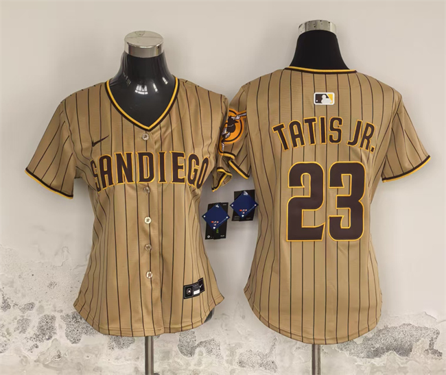 Personalized Women’s San Diego Padres #23 Fernando Tatis Jr. Tan Stitched Baseball Jersey(Run Small)