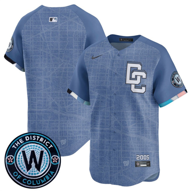 Personalized Men’s Washington Nationals Blank Blue 2025 City Connect Limited Stitched Baseball Jersey