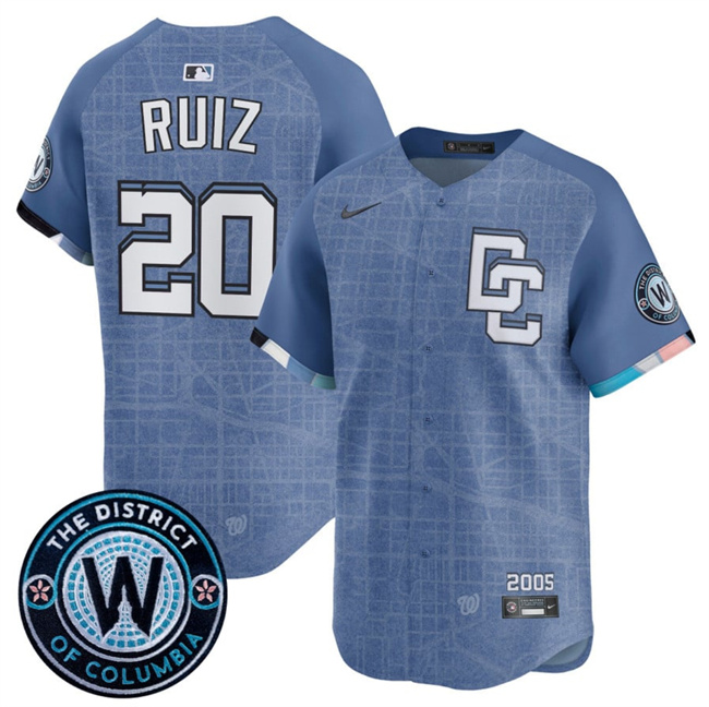 Personalized Men’s Washington Nationals #20 Keibert Ruiz Blue 2025 City Connect Limited Stitched Baseball Jersey