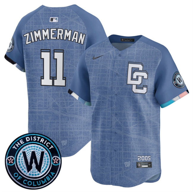 Personalized Men’s Washington Nationals #11 Ryan Zimmerman Blue 2025 City Connect Limited Stitched Baseball Jersey