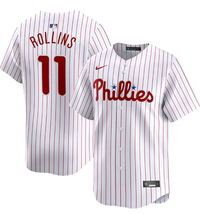 Personalized Men’s Philadelphia Phillies #11 Jimmy Rollins White Home Limited Stitched Jersey