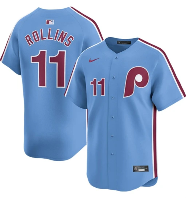 Personalized Men’s Philadelphia Phillies #11 Jimmy Rollins Light Blue Alternate Limited Stitched Jersey