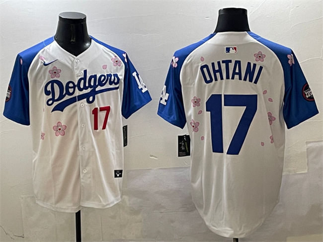 Personalized Men’s Los Angeles Dodgers #17 Shohei Ohtani White Royal 2025 Tokyo Series Limited Stitched Baseball Jersey