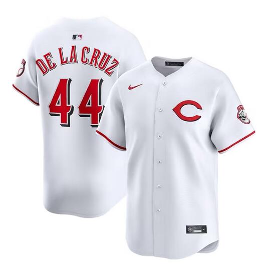 Personalized Men’s Cincinnati Reds #44 Elly De La Cruz White 2025 Home Limited Stitched Baseball Jersey