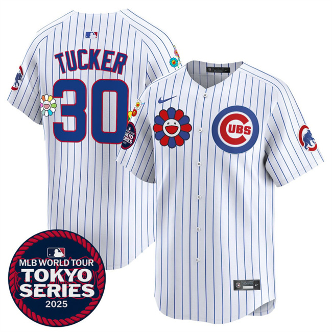 Personalized Men’s Chicago Cubs #30 Kyle Tucker White 2025 Tokyo Series Limited Stitched Baseball Jersey