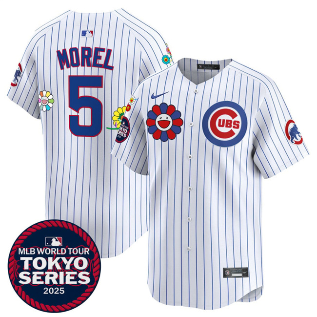 Personalized Men’s Chicago Cubs #5 Christopher Morel White 2025 Tokyo Series Limited Stitched Baseball Jersey