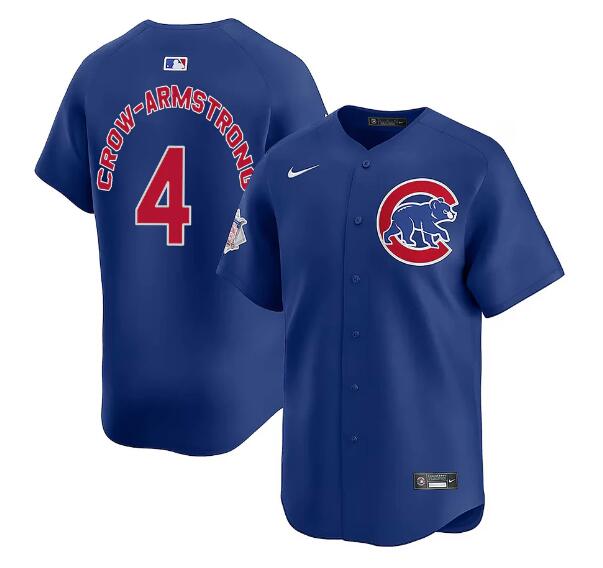 Personalized Men’s Chicago Cubs #4 Pete Crow-Armstrong Royal Limited Stitched Baseball Jersey