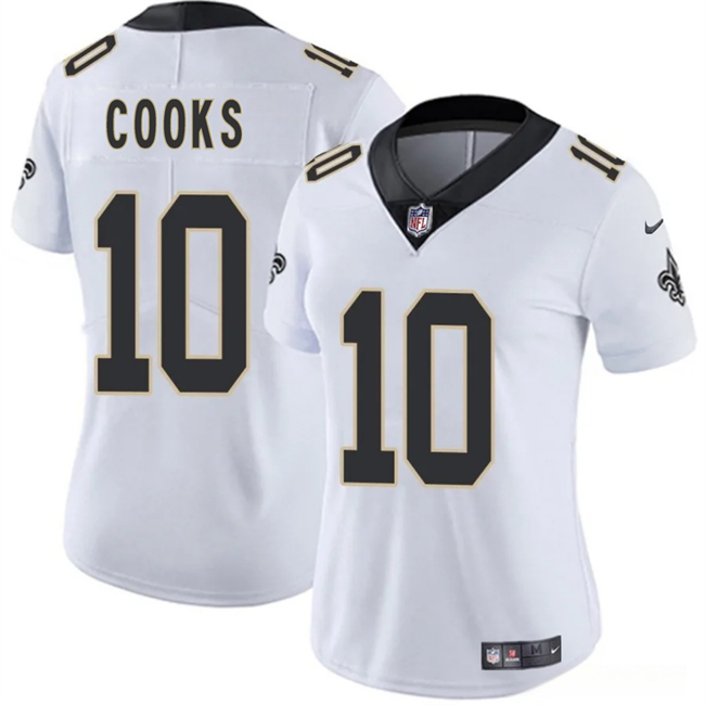 Personalized Women’s New Orleans Saints #10 Brandin Cooks White 2025 Stitched Game Jersey(Run Small)