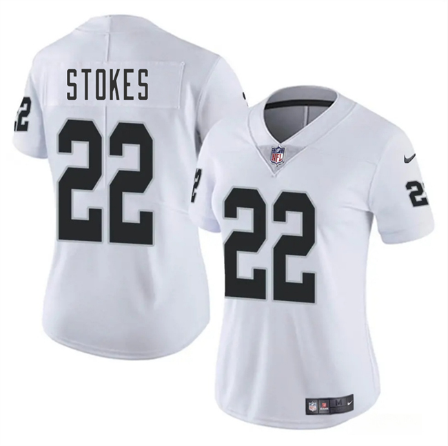 Personalized Women’s Las Vegas Raiders #22 Eric Stokes White 2025 Stitched Jersey(Run Small)