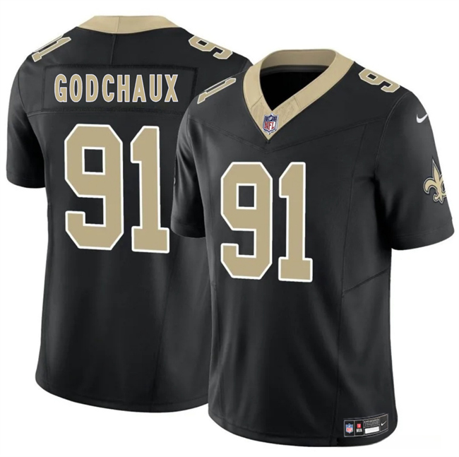 Personalized Men’s New Orleans Saints #91 Davon Godchaux Black F.U.S.E Limited Stitched Football Jersey