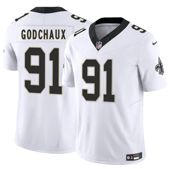 Personalized Men’s New Orleans Saints #91 Davon Godchaux White 2025 F.U.S.E Limited Stitched Football Jersey