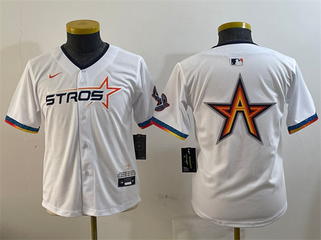 Personalized Youth Houston Astros Team Big Logo White 2025 City Connect Limited Stitched Baseball Jerseys