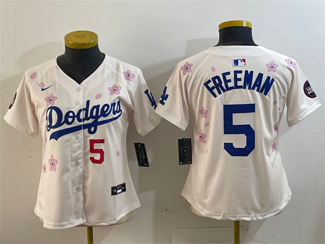 Personalized Youth Los Angeles Dodgers #5 Freddie Freeman Cream 2025 Tokyo Series Limited Stitched Baseball Jersey