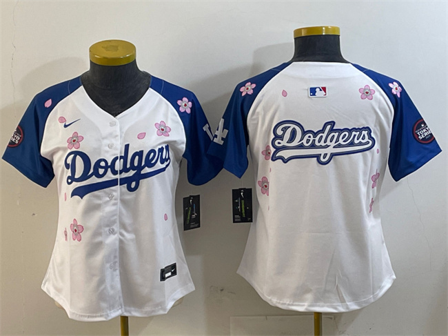 Personalized Youth Los Angeles Dodgers Team Big Logo White Royal 2025 Tokyo Series Limited Stitched Baseball Jerseys