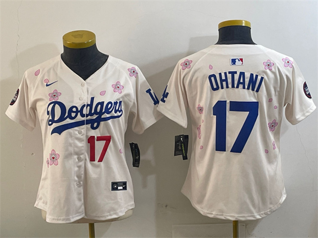Personalized Women’s Los Angeles Dodgers #17 Shohei Ohtani Cream 2025 Tokyo Series Limited Stitched Baseball Jersey(Run Small)