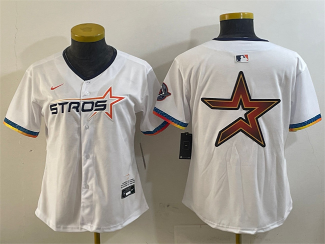 Personalized Women’s Houston Astros Team Big Logo White 2025 City Connect Limited Stitched Baseball Jersey(Run Small)