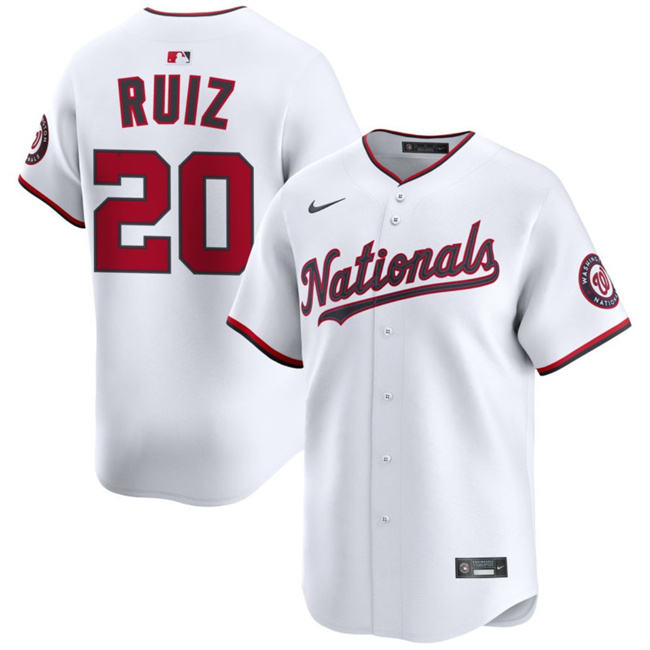 Personalized Men’s Washington Nationals #20 Keibert Ruiz White 2025 Home Limited Stitched Baseball Jersey