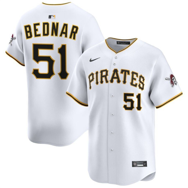 Personalized Men’s Pittsburgh Pirates #51 David Bednar White 2025 Home Limited Stitched Baseball Jersey