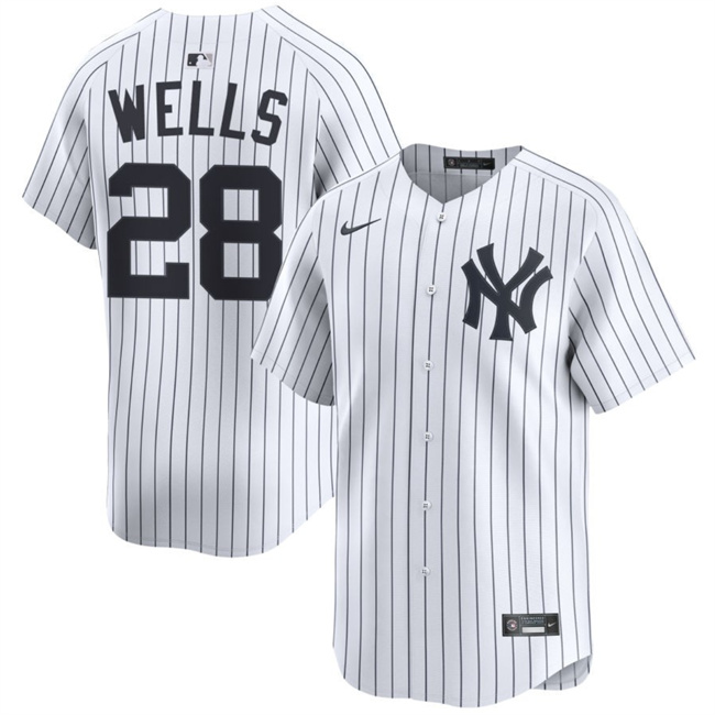Personalized Men’s New York Yankees #28 Austin Wells White 2025 Home Limited Stitched Baseball Jersey