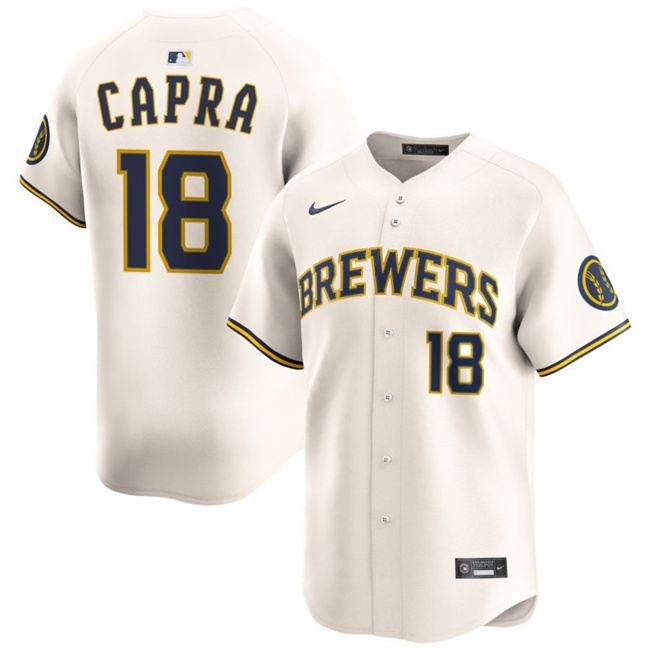 Personalized Men’s Milwaukee Brewers #18 Vinny Capra Cream 2025 Limited Stitched Baseball Jersey