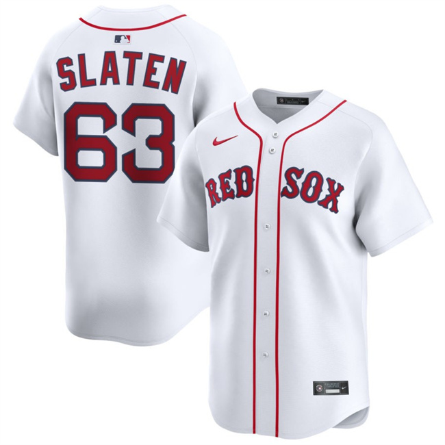 Personalized Men’s Boston Red Sox #63 Justin Slaten White 2025 Home Limited Stitched Baseball Jersey