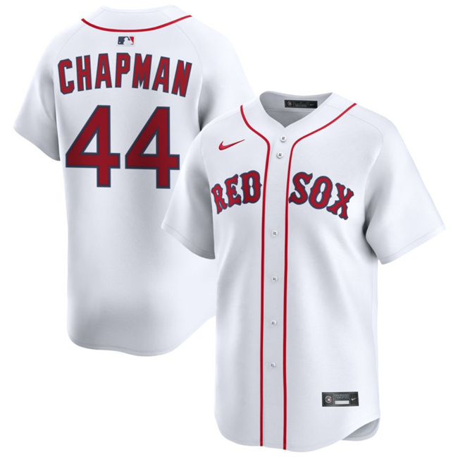 Personalized Men’s Boston Red Sox #44 Aroldis Chapman White 2025 Home Limited Stitched Baseball Jersey
