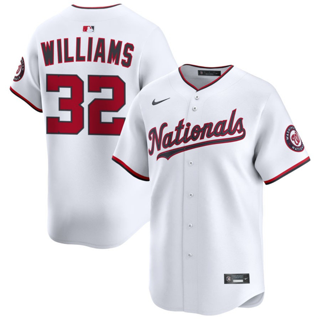 Personalized Men’s Washington Nationals #32 Trevor Williams White 2025 Home Limited Stitched Baseball Jersey