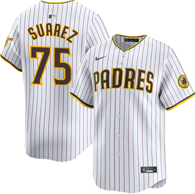 Personalized Men’s San Diego Padres #75 Robert Suarez White 2024 Home Limited Stitched Baseball Jersey