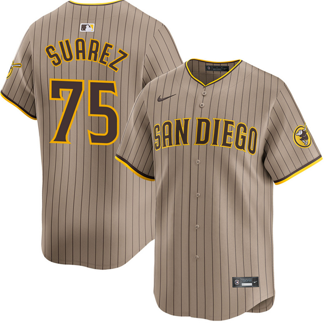 Personalized Men’s San Diego Padres #75 Robert Suarez Tan 2024 Alternate Limited Stitched Baseball Jersey