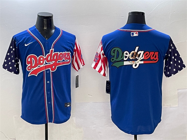Personalized Men’s Los Angeles Dodgers Team Big Logo Royal Limited Stitched Baseball Jersey