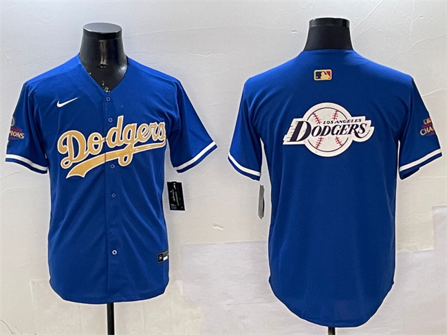 Personalized Men’s Los Angeles Dodgers Team Big Logo Royal 2025 Gold Collection Limited Stitched Baseball Jersey
