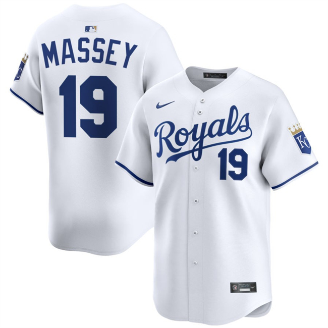 Personalized Men’s Kansas City Royals #19 Michael Massey White 2024 Home Limited Stitched Baseball Jersey