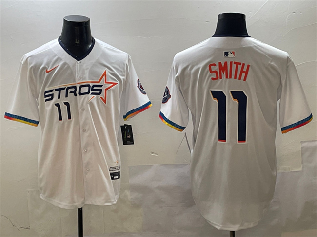 Personalized Men’s Houston Astros #11 Cam Smith White 2025 City Connect Limited Stitched Baseball Jersey
