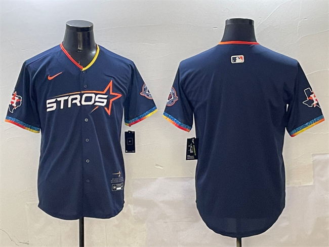 Personalized Men’s Houston Astros Blank Navy 2025 City Connect With Texas Patch Limited Stitched Baseball Jersey