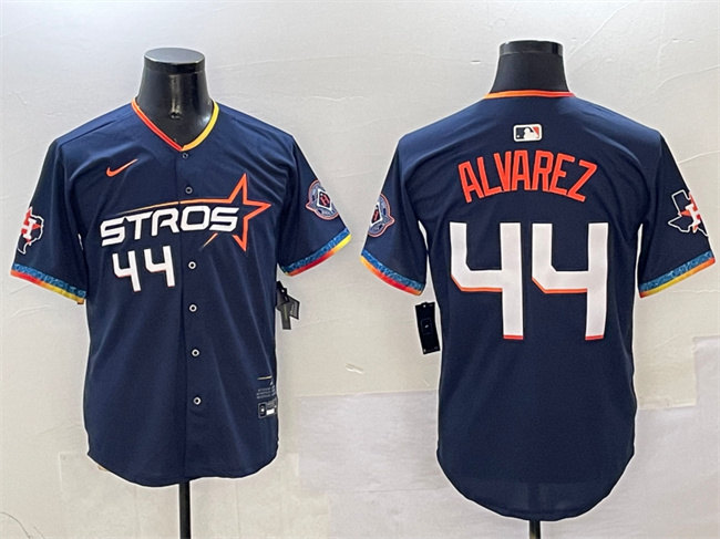 Personalized Men’s Houston Astros #44 Yordan Alvarez Navy 2025 City Connect With Texas Patch Limited Stitched Baseball Jersey