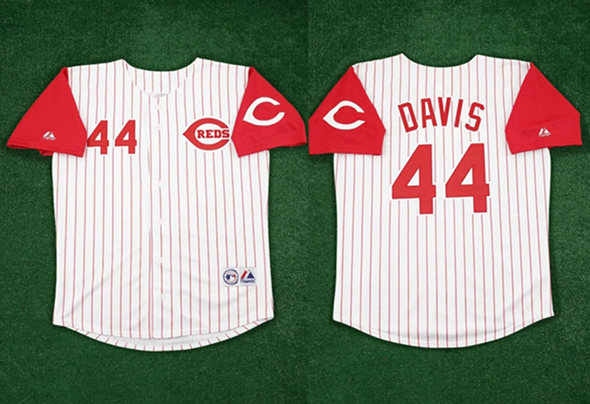 Personalized Men’s Cincinnati Reds #44 Eric Davis White 1996 Home Stitched Baseball Jersey
