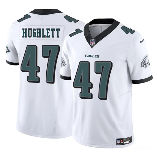 Personalized Men’s Philadelphia Eagles #47 Charley Hughlett White 2024 New F.U.S.E. Untouchable Limited Stitched Football Jersey