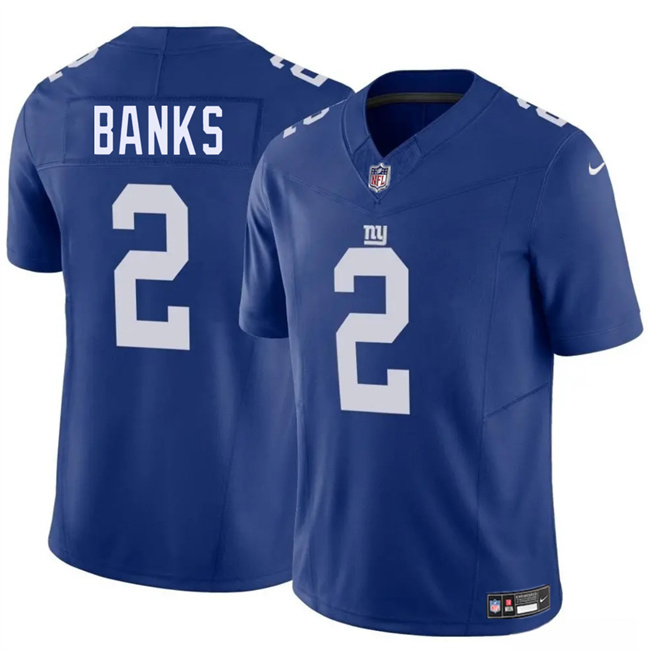 Personalized Men’s New York Giants #2 Deonte Banks Blue 2025 F.U.S.E. Untouchable Limited Stitched Jersey