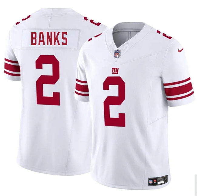 Personalized Men’s New York Giants #2 Deonte Banks White 2025 F.U.S.E. Untouchable Limited Stitched Jersey