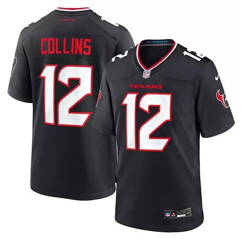 Personalized Men’s Houston Texans #12 Nico Collins Navy Stitched Game Jersey