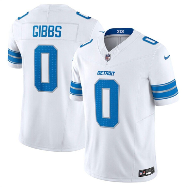 Personalized Men’s Detroit Lions #0 Jahymr Gibbs White 2025 F.U.S.E. Limited Stitched Jersey