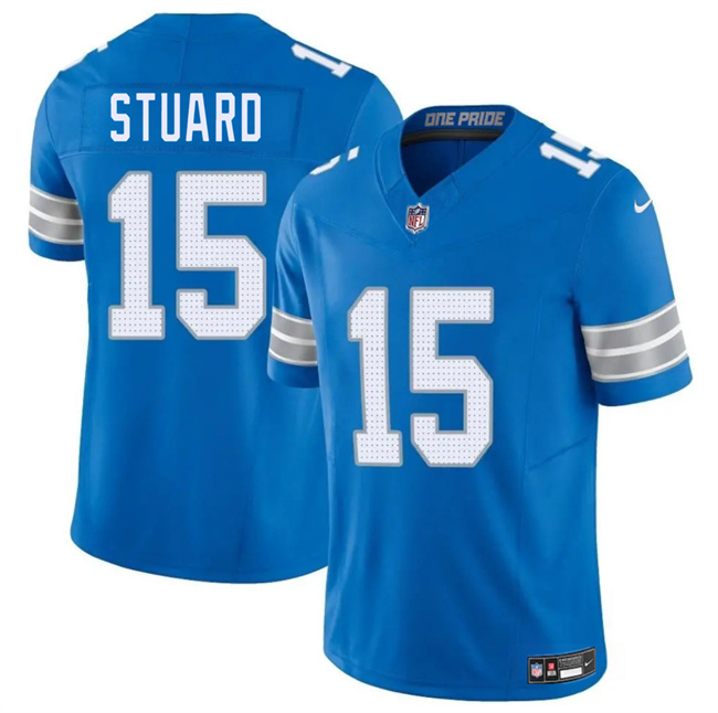 Personalized Men’s Detroit Lions #15 Grant Stuard Blue 2025 F.U.S.E. Limited Stitched Jersey