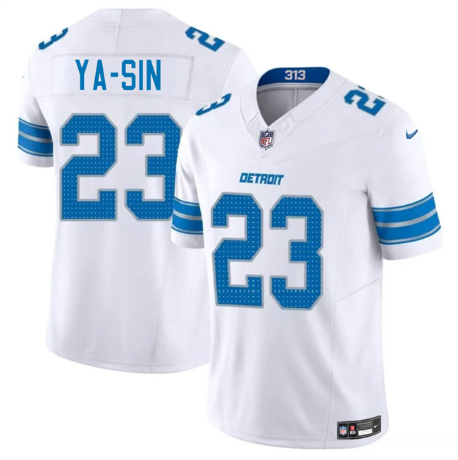 Personalized Men’s Detroit Lions #23 Rock Ya-Sin White 2025 F.U.S.E. Limited Stitched Jersey