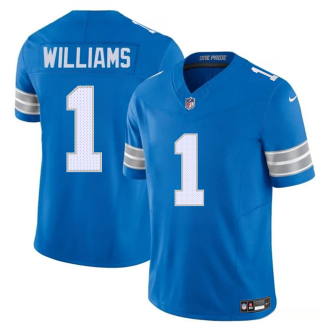 Personalized Men’s Detroit Lions #1 Jameson Williams Blue 2025 F.U.S.E. Limited Stitched Jersey